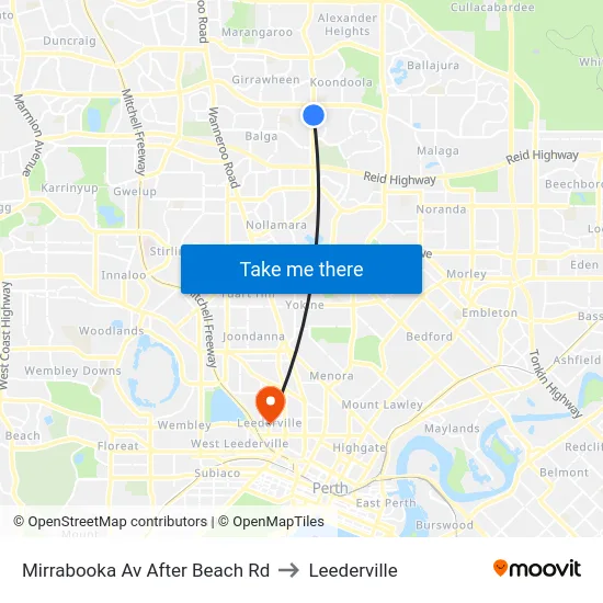Mirrabooka Av After Beach Rd to Leederville map