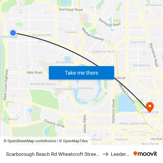 Scarborough Beach Rd Wheatcroft Street Cat Id 22 to Leederville map