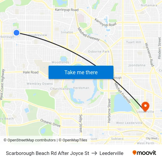 Scarborough Beach Rd After Joyce St to Leederville map