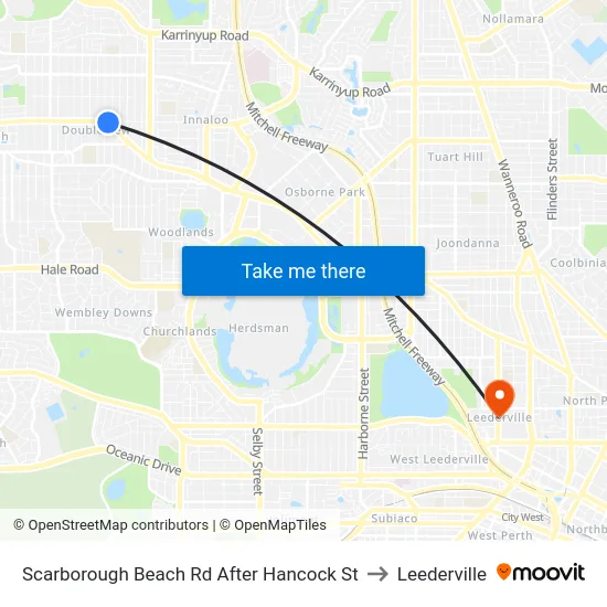 Scarborough Beach Rd After Hancock St to Leederville map