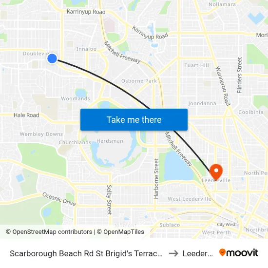 Scarborough Beach Rd St Brigid's Terrace Cat Id 29 to Leederville map