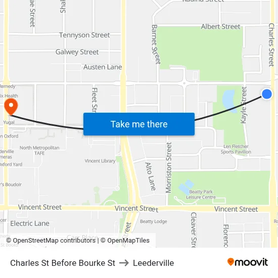 Charles St Before Bourke St to Leederville map