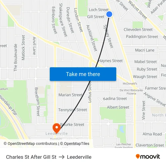 Charles St After Gill St to Leederville map