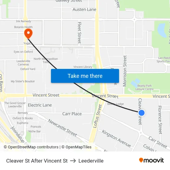 Cleaver St After Vincent St to Leederville map