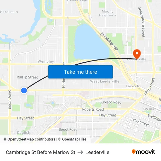 Cambridge St Before Marlow St to Leederville map