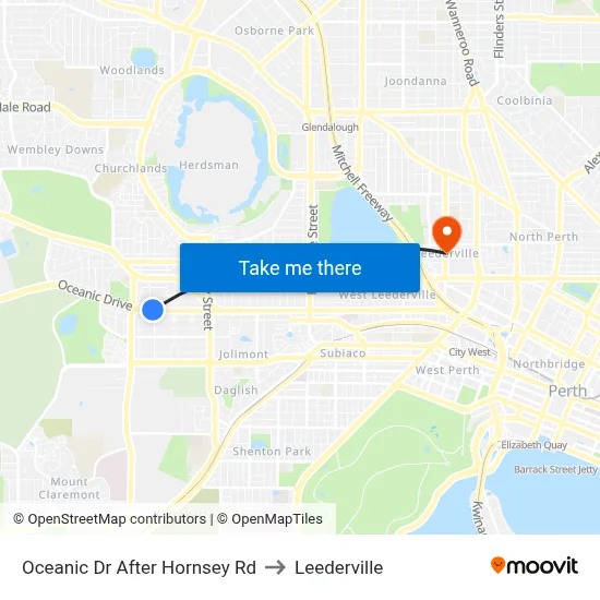 Oceanic Dr After Hornsey Rd to Leederville map