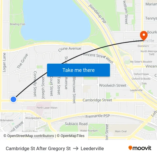 Cambridge St After Gregory St to Leederville map