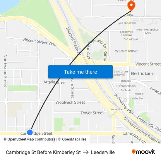 Cambridge St Before Kimberley St to Leederville map