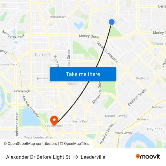 Alexander Dr Before Light St to Leederville map
