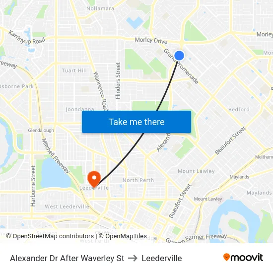 Alexander Dr After Waverley St to Leederville map
