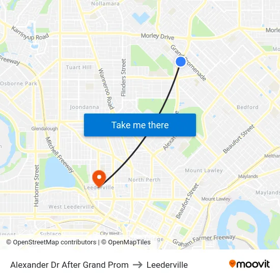 Alexander Dr After Grand Prom to Leederville map