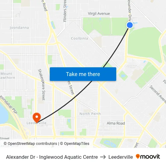 Alexander Dr - Inglewood Aquatic Centre to Leederville map