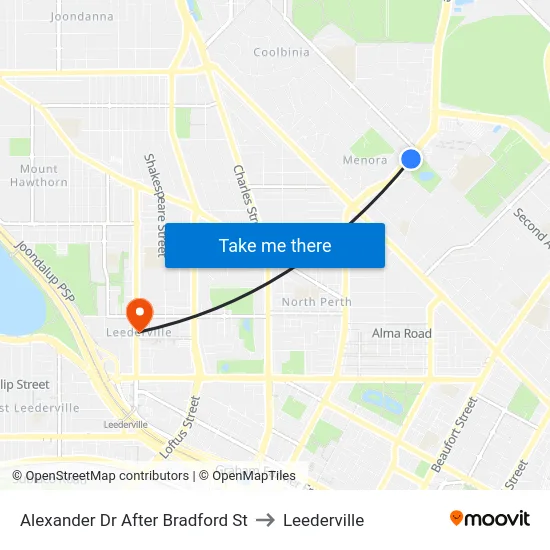 Alexander Dr After Bradford St to Leederville map