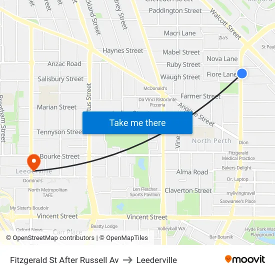 Fitzgerald St After Russell Av to Leederville map