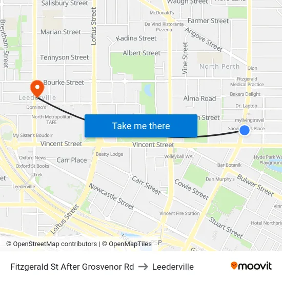 Fitzgerald St After Grosvenor Rd to Leederville map