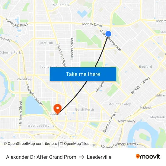 Alexander Dr After Grand Prom to Leederville map