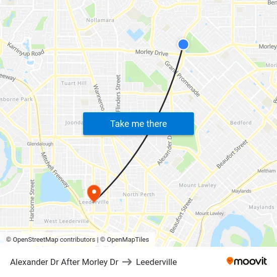 Alexander Dr After Morley Dr to Leederville map