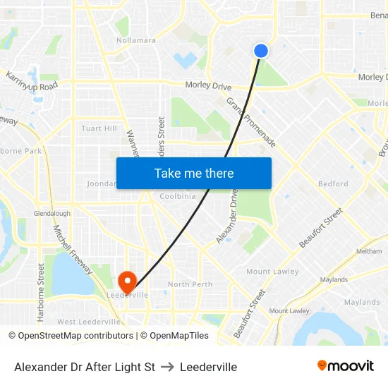 Alexander Dr After Light St to Leederville map