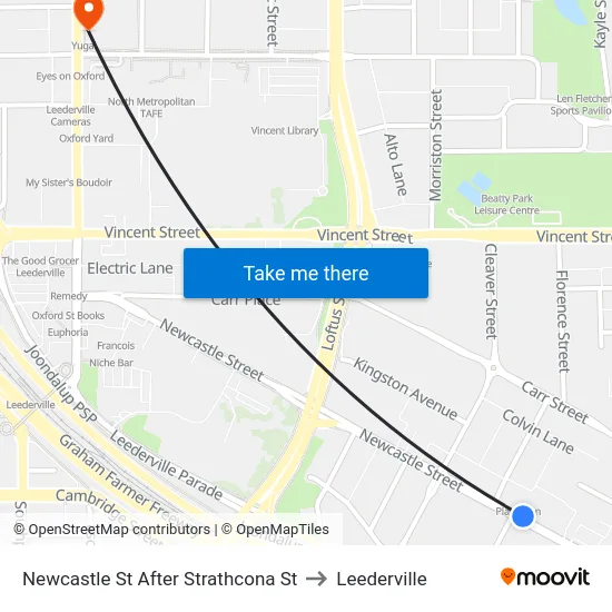 Newcastle St After Strathcona St to Leederville map