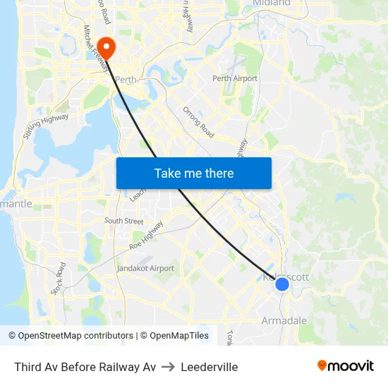 Third Av Before Railway Av to Leederville map