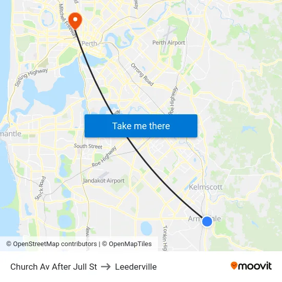 Church Av After Jull St to Leederville map