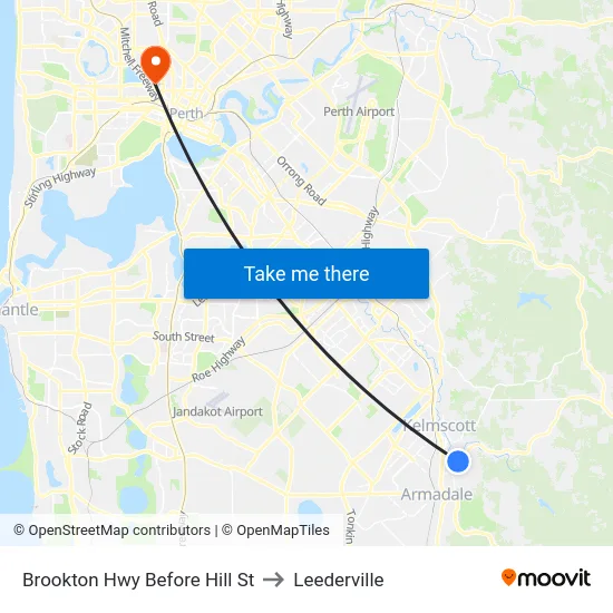 Brookton Hwy Before Hill St to Leederville map