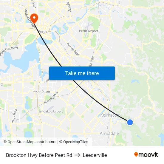 Brookton Hwy Before Peet Rd to Leederville map