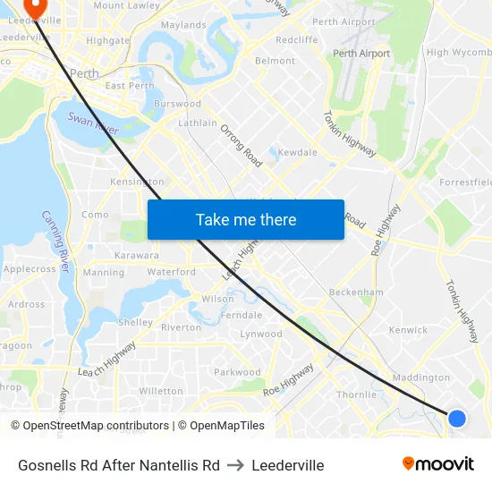 Gosnells Rd After Nantellis Rd to Leederville map