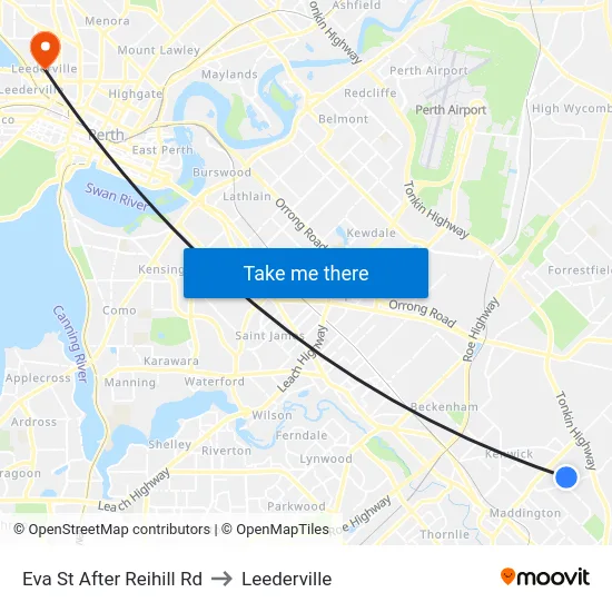 Eva St After Reihill Rd to Leederville map