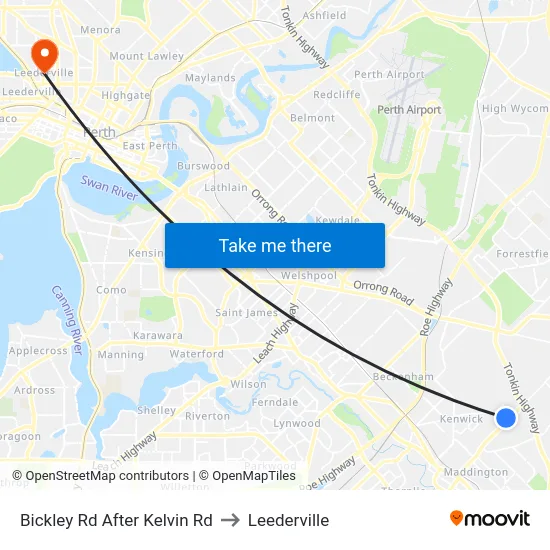 Bickley Rd After Kelvin Rd to Leederville map