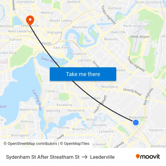 Sydenham St After Streatham St to Leederville map