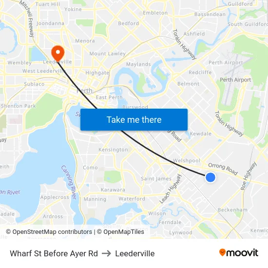 Wharf St Before Ayer Rd to Leederville map