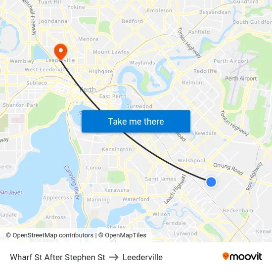 Wharf St After Stephen St to Leederville map