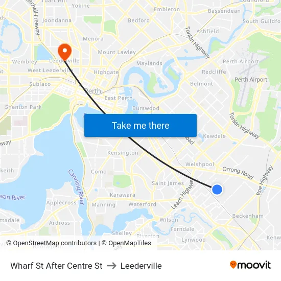 Wharf St After Centre St to Leederville map