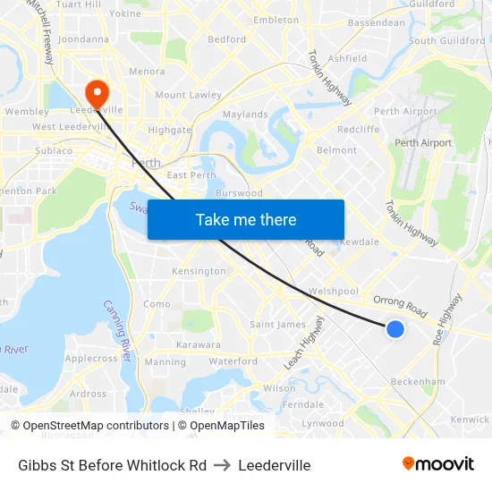 Gibbs St Before Whitlock Rd to Leederville map