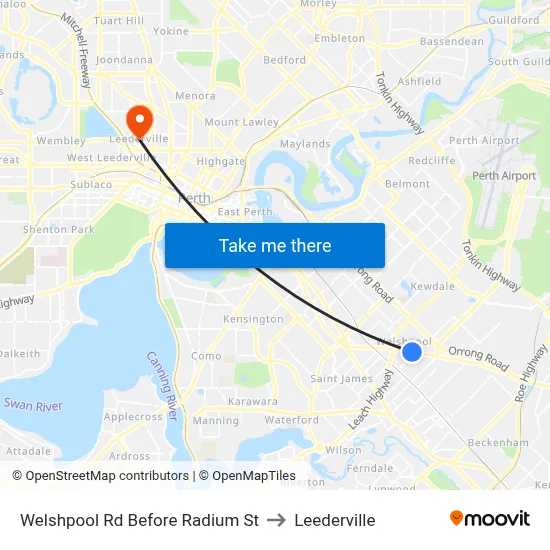 Welshpool Rd Before Radium St to Leederville map