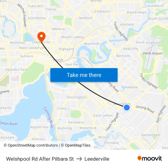 Welshpool Rd After Pilbara St to Leederville map