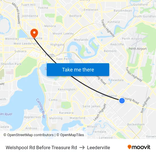 Welshpool Rd Before Treasure Rd to Leederville map