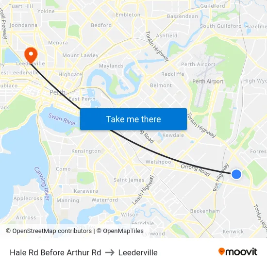 Hale Rd Before Arthur Rd to Leederville map