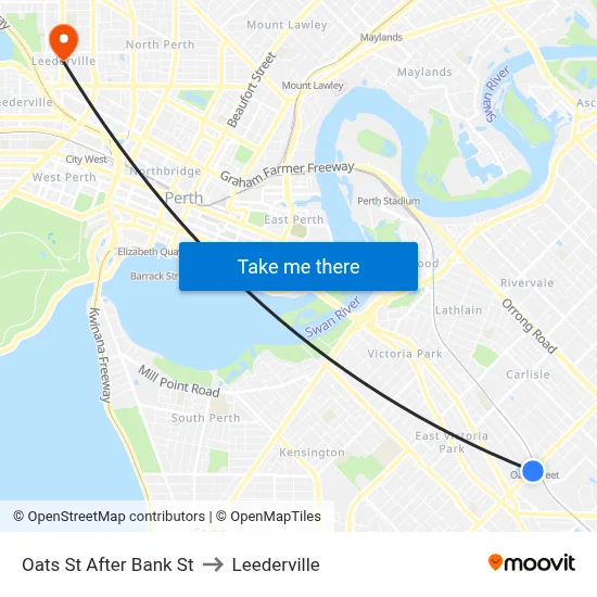 Oats St After Bank St to Leederville map