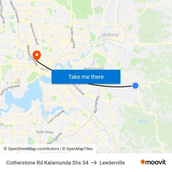 Cotherstone Rd Kalamunda Shs S4 to Leederville map