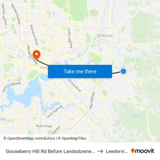Gooseberry Hill Rd Before Landsdowne Rd to Leederville map