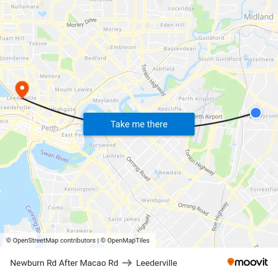 Newburn Rd After Macao Rd to Leederville map