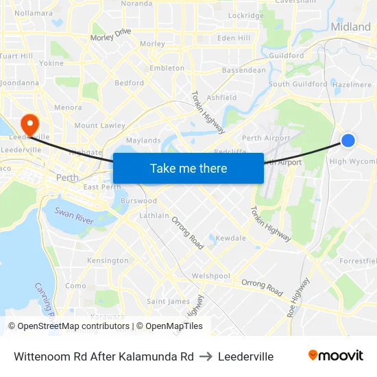Wittenoom Rd After Kalamunda Rd to Leederville map