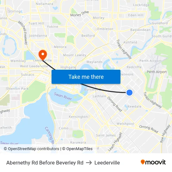 Abernethy Rd Before Beverley Rd to Leederville map