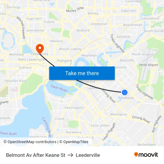 Belmont Av After Keane St to Leederville map