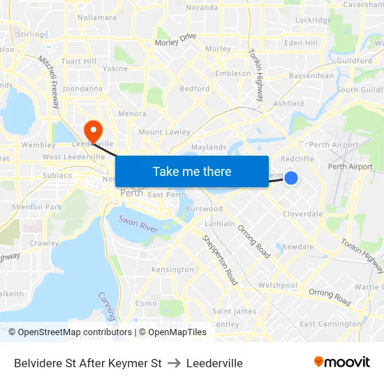Belvidere St After Keymer St to Leederville map