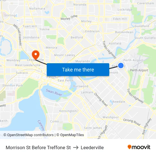 Morrison St Before Treffone St to Leederville map