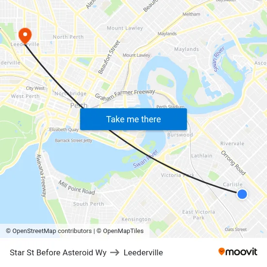 Star St Before Asteroid Wy to Leederville map