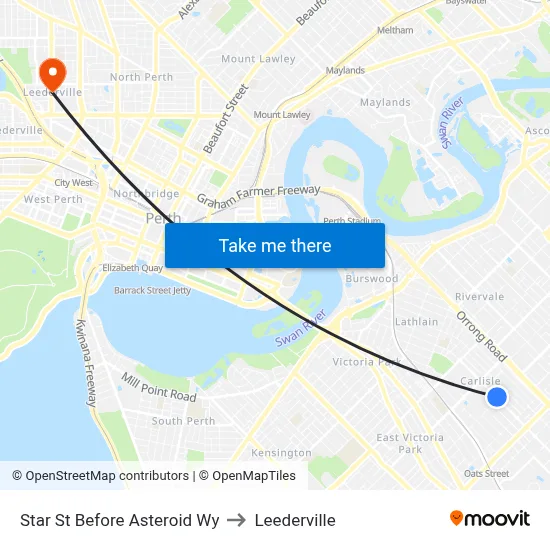 Star St Before Asteroid Wy to Leederville map